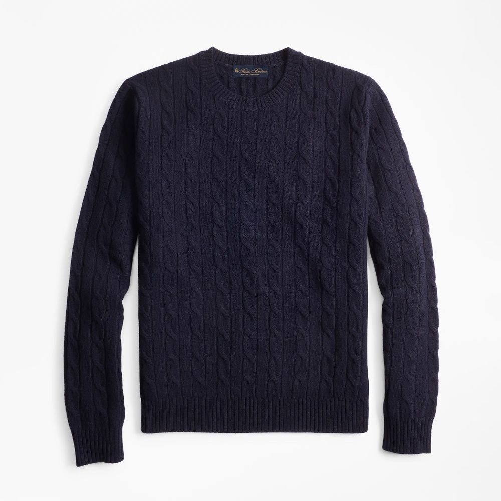 Brooks Brothers Lambswool Cable Crewneck Sweater